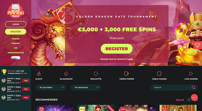 maneki casino screenshot